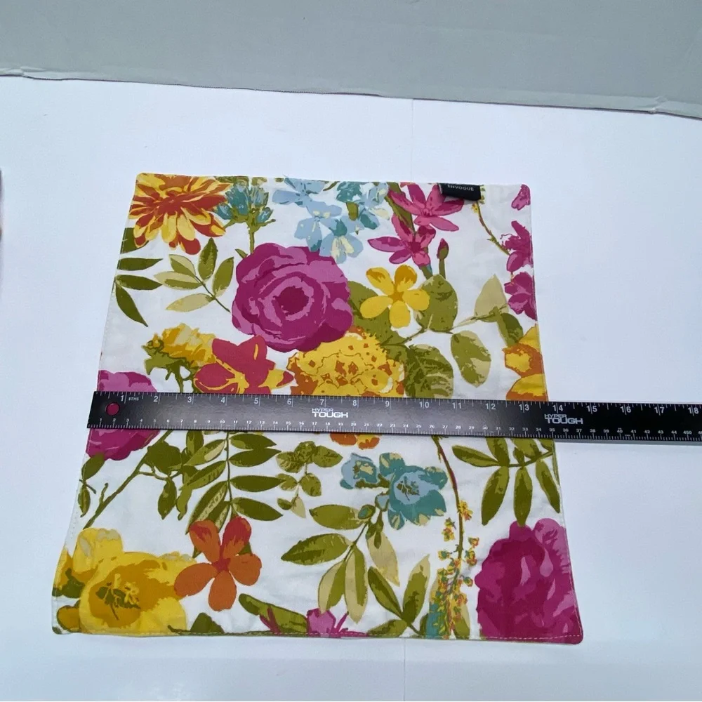 Envogue Placemats Set of 4 Floral Cotton 14X14 Double Sided Summer Multicolored
